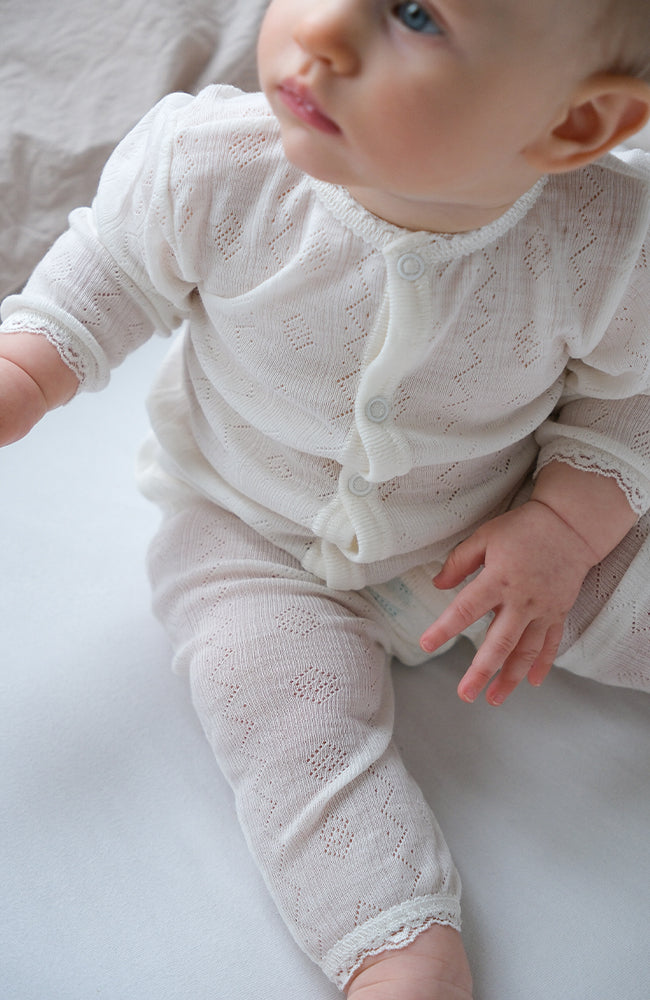 Wool/Silk Onepiece w/ Lace - Nature white Joha Onepiece