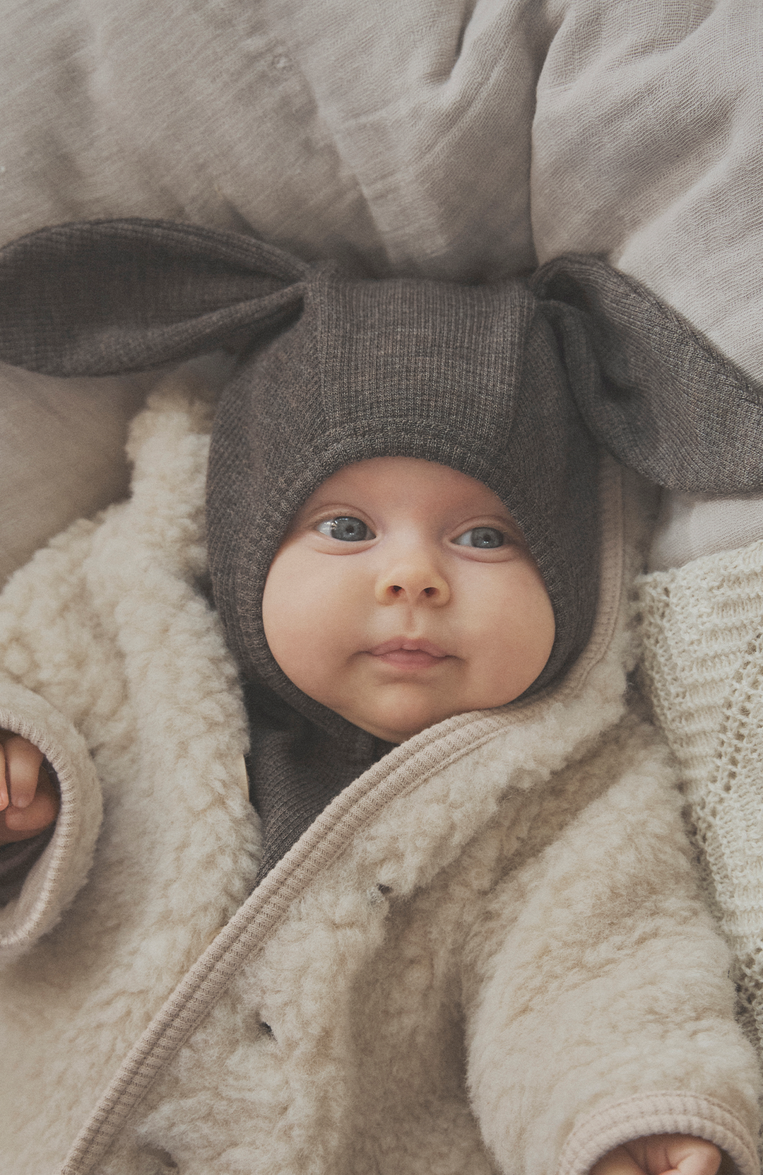 Balaclava Ears Wool Rib - Brown Melange