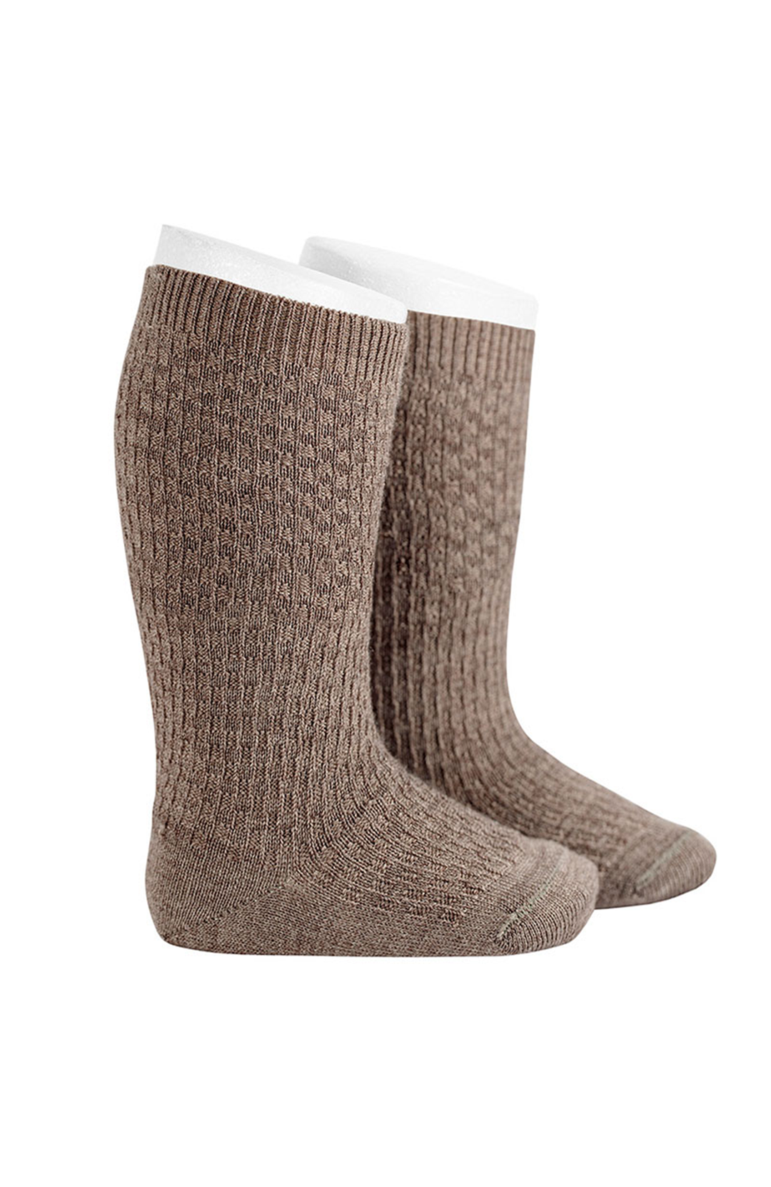 Merino Wool Patterned Knee Socks - Brown