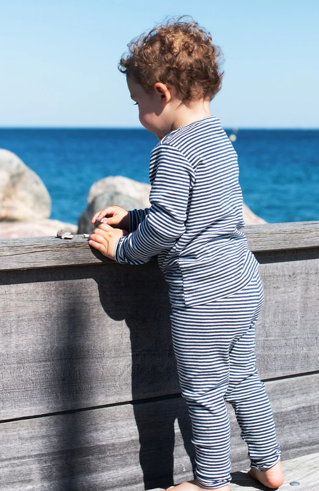 Baby Leggings Striped - Navy/Off-white