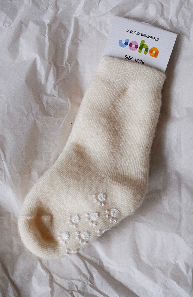Wool Socks w.anti-slip - Off White Joha Skor