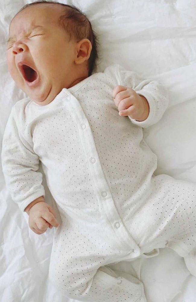 Newborn Suit w/ feet - Offwhite Pointelle Serendipity Organics Onepiece