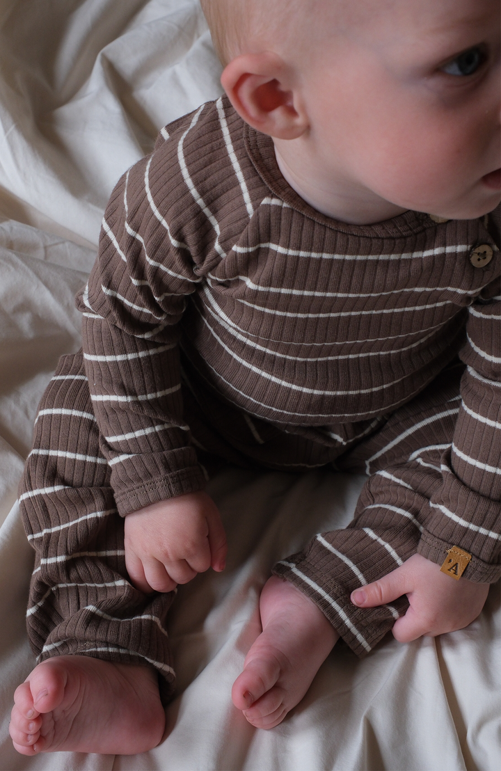 Kail Långärmad Body - Shitake Stripe Lil' Atelier Body