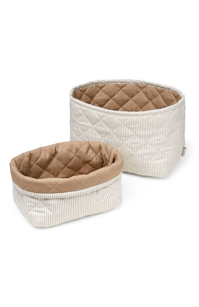 Quilted Storage Basket 2 pack - Classic Stripes Camel CamCam Copenhagen Inredning