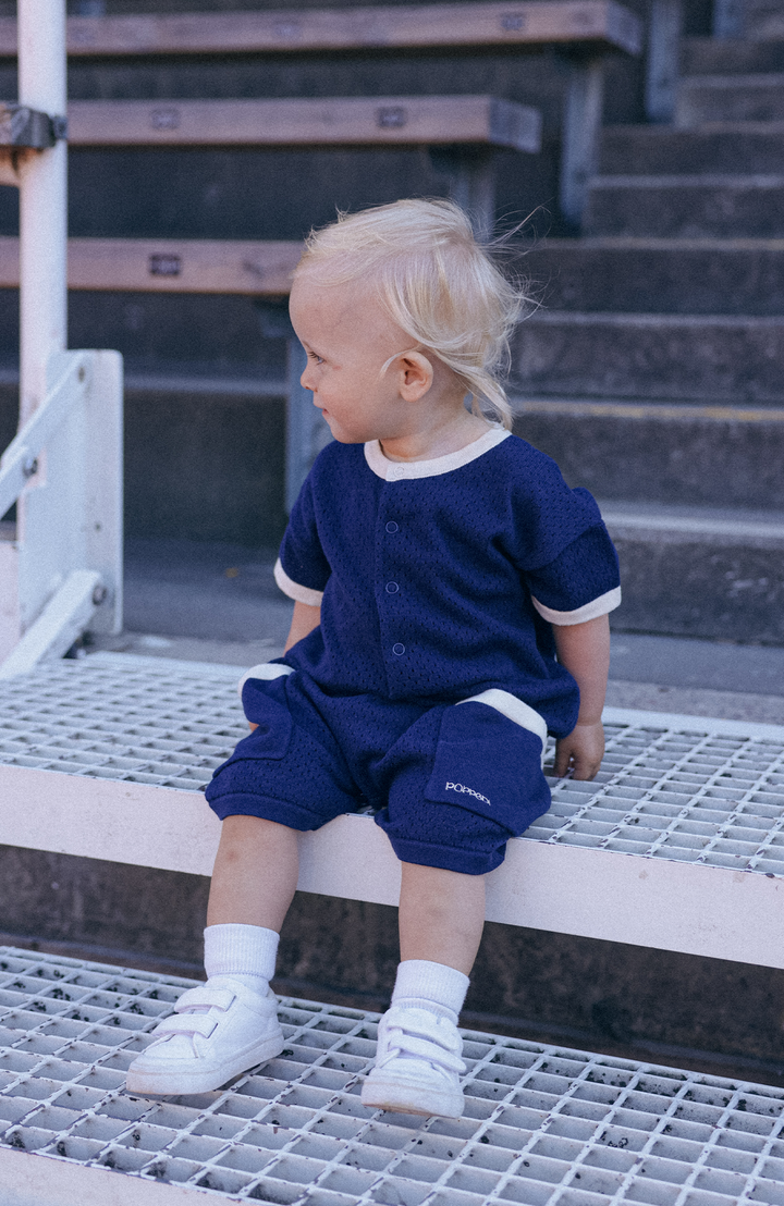 League Romper - Navy Poppedi Romper