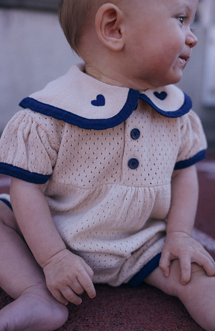 League Sail Romper - Sand/Navy Poppedi Romper