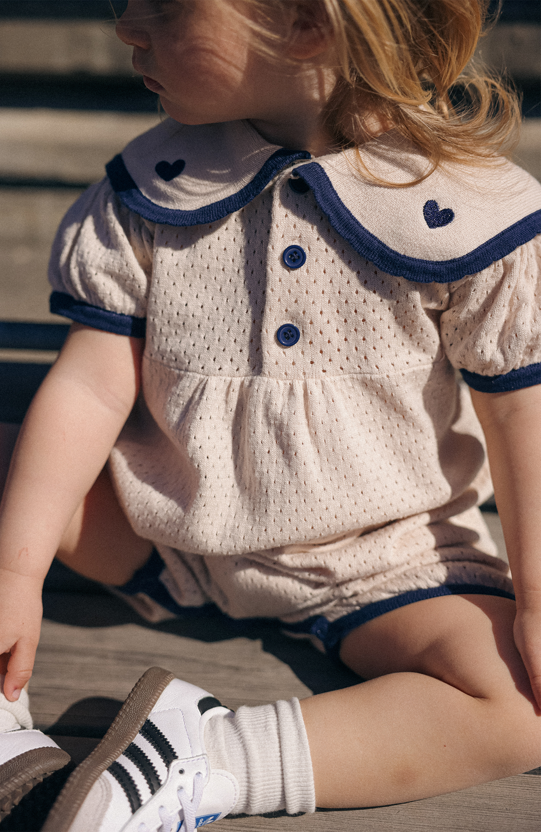League Sail Romper - Sand/Navy Poppedi Romper