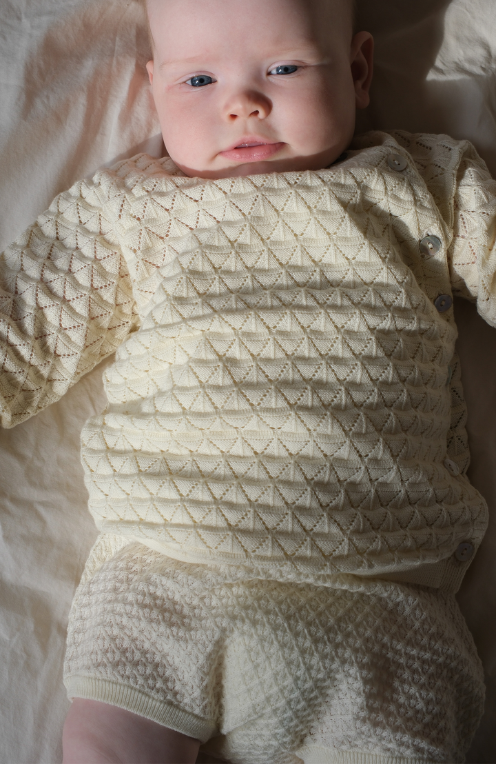 Baby Pointelle Cardigan - Ecru