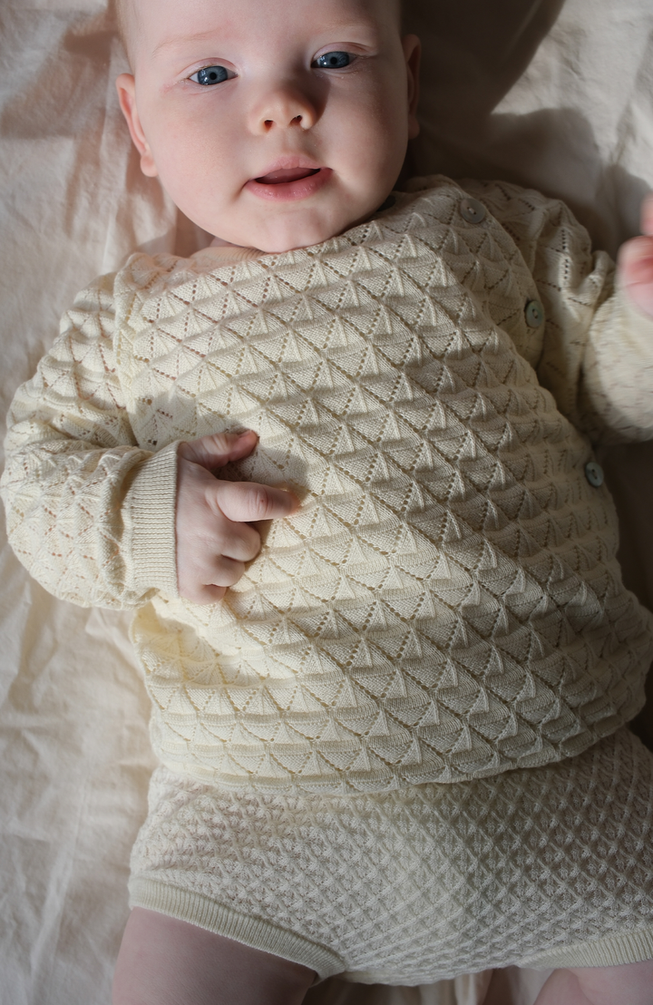 Baby Pointelle Cardigan - Ecru