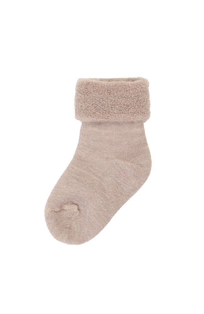 Wool Socks w/ Terry Cuff - Beige Melange