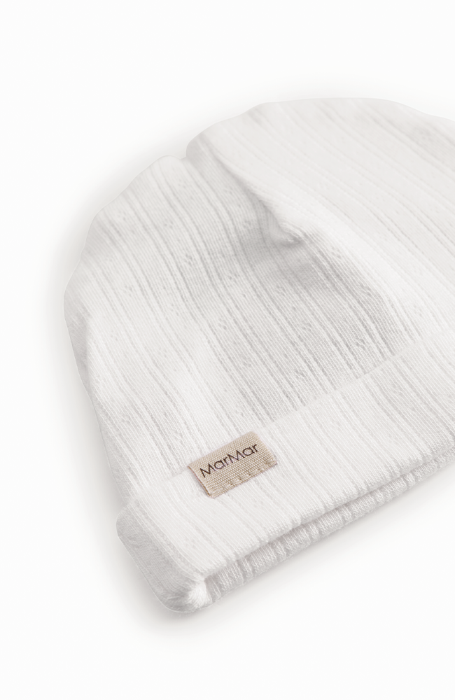 Aiko Pointelle Hat - Gentle White