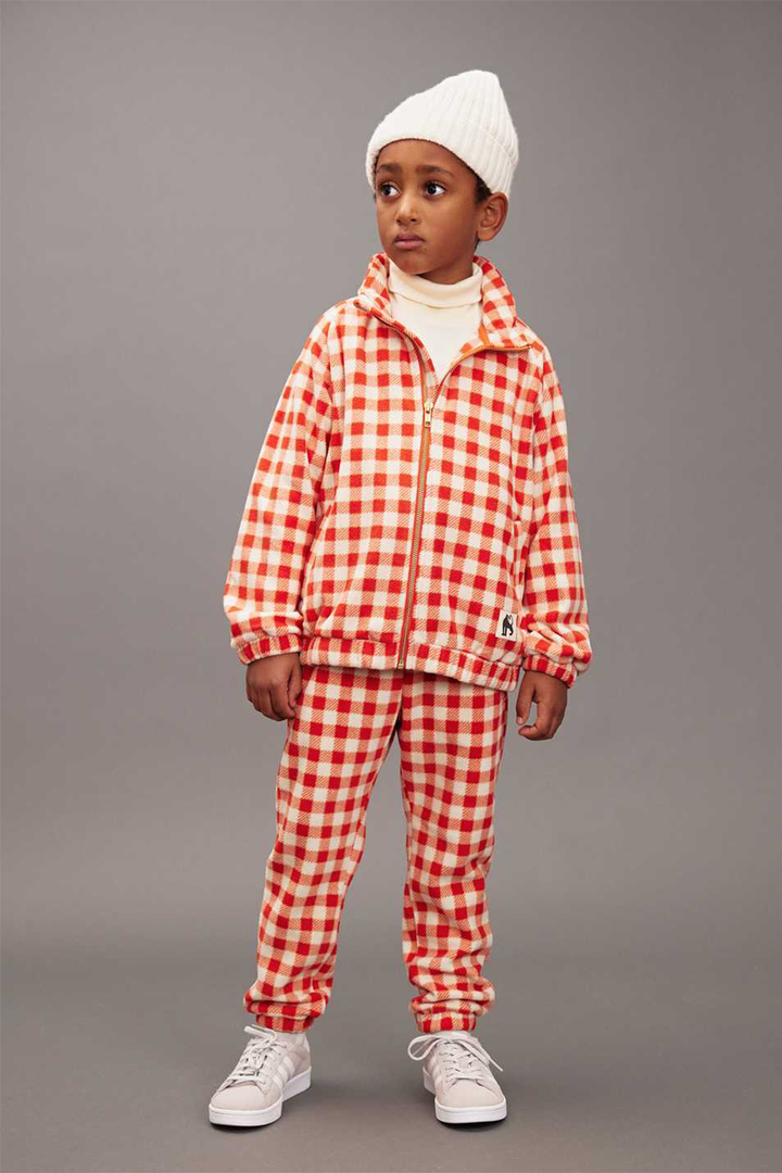 Gingham Fleece Trousers - Red Mini Rodini ytterkläder